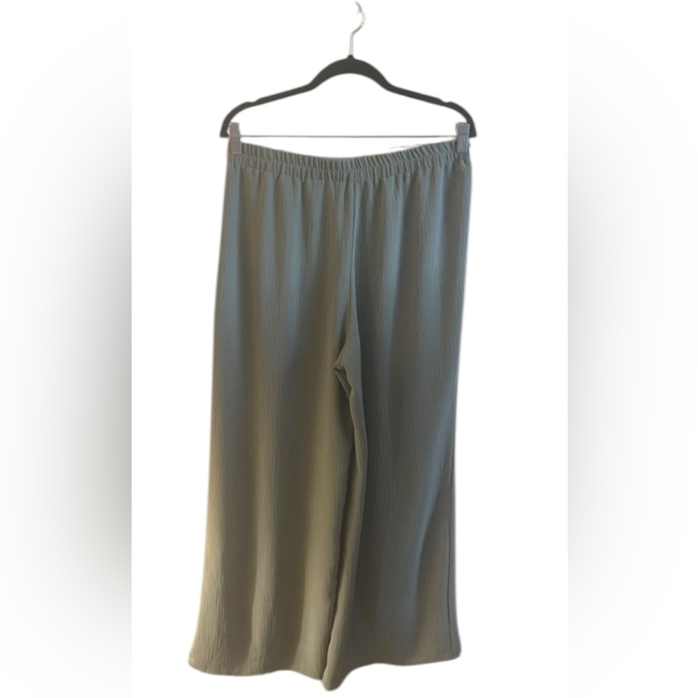 Ces Femme Wide Leg Pull On Pants Olive Side Pockets Womens Size Large - Picture 7 of 10